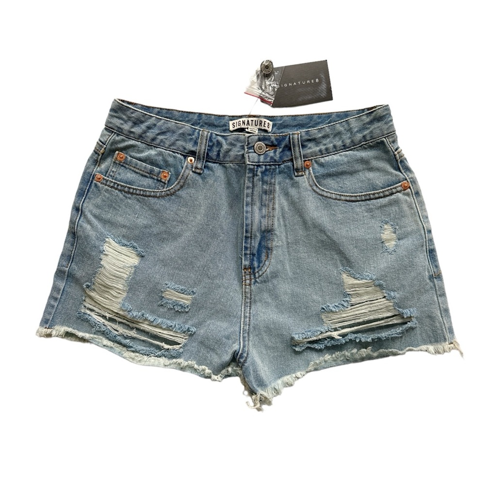 NWT Signature8 Distressed Denim High Waist Shorts Size M